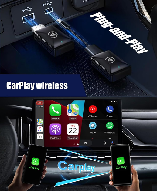 Беспроводной адаптер Robofun CarPlay / Android Auto Bluetooth 5.4 для автомобиля, USB, без задержек, стабильное подключение iOS - изображение 3
