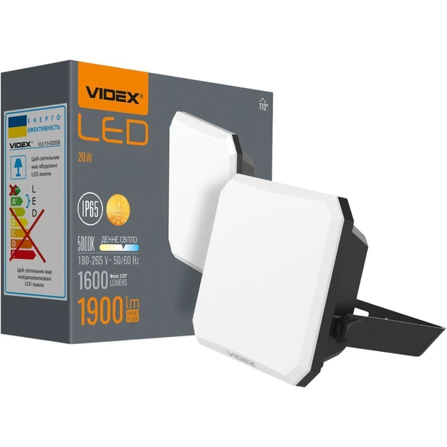Светодиодный прожектор Videx F3 20W 5000K Black (VLE-F3-0205B) [144820] - изображение 4