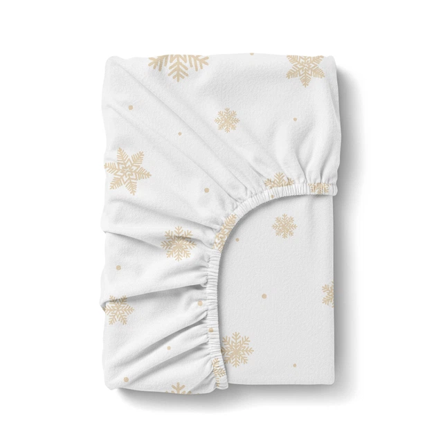 Простирадло на резинці Cosas SNOWFLAKES GOLD Фланель 160х200х30 (4822052475904) - Фото 1 Простирадло на резинці Cosas SNOWFLAKES GOLD Фланель 160х200х30 (4822052475904) - зображення 1
