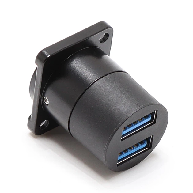 Разъем двойной USB 3.0 A-A на корпус - B1068-BLK / D-тип / IP62 / прямой / черный - изображение 2