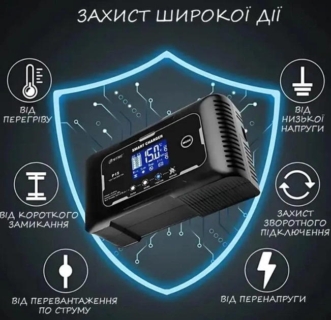 Зарядное устройство HTRC P15 с током 15 А для батарей 12 и 24 В LiFePO4, AGM, GEL и свинцово-кислотных - изображение 8