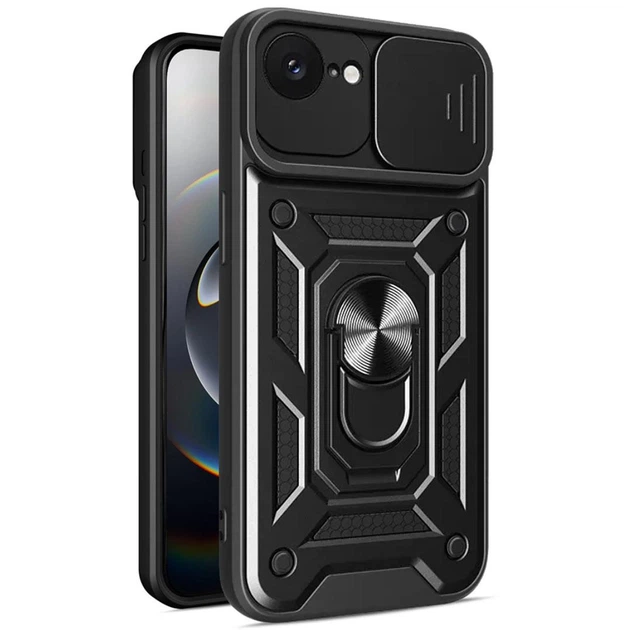 Чохол Primo Shockproof для Apple iPhone 16e / 17e - протиударний, з підставкою і шторкою камери - Black - зображення 3