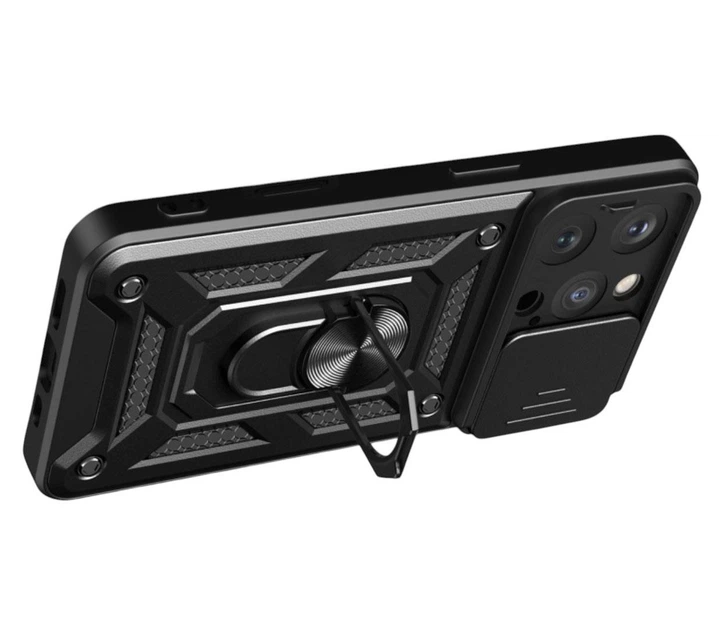 Чехол Primo Shockproof для Apple iPhone 16 Pro Max - противоударный, с подставкой и шторкой для камеры - Black - Фото 4 Чехол Primo Shockproof для Apple iPhone 16 Pro Max - противоударный, с подставкой и шторкой для камеры - Black - изображение 4