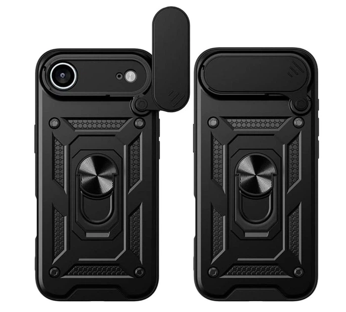 Чехол Primo Shockproof для Apple iPhone 17 Air - противоударный, с подставкой и шторкой для камеры - Black - Фото 2 Чехол Primo Shockproof для Apple iPhone 17 Air - противоударный, с подставкой и шторкой для камеры - Black - изображение 2