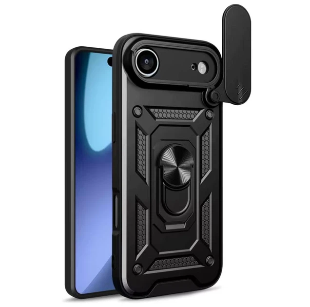 Чехол Primo Shockproof для Apple iPhone 17 Air - противоударный, с подставкой и шторкой для камеры - Black - Фото 3 Чехол Primo Shockproof для Apple iPhone 17 Air - противоударный, с подставкой и шторкой для камеры - Black - изображение 3