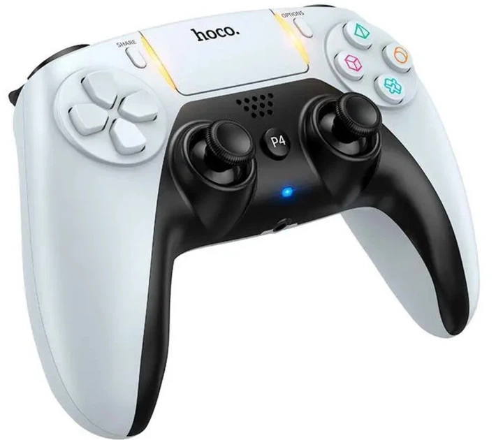 Геймпад Hoco GA1 универсальный Bluetooth контроллер 6-Axis, RGB, с вибрацией, для PS4, Android, iOS, Windows - White - изображение 4