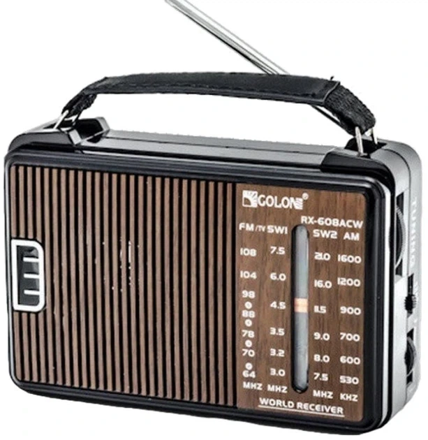 Радиоприемник Golon RX-608, портативный (Коричневый) FM, AM, SW и TV (MX-4738) - Фото 1 Радиоприемник Golon RX-608, портативный (Коричневый) FM, AM, SW и TV (MX-4738) - изображение 1