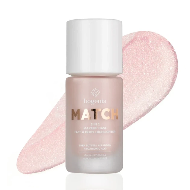 База-хайлайтер под макияж Bogenia MATCH 3in1 Makeup Base, Face&Body Highlighter BG613, 35 мл - Фото 1 База-хайлайтер под макияж Bogenia MATCH 3in1 Makeup Base, Face&Body Highlighter BG613, 35 мл - изображение 1