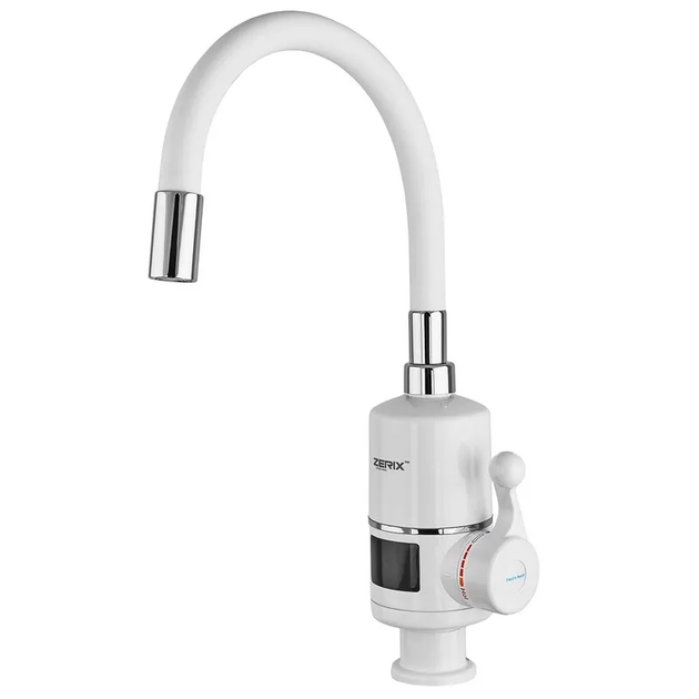 Проточный водонагреватель Zerix ELW06-EF-WHITE 3,3 kW с индикатором температуры, силиконовый излив, на мойку (ZX5856) - изображение 2
