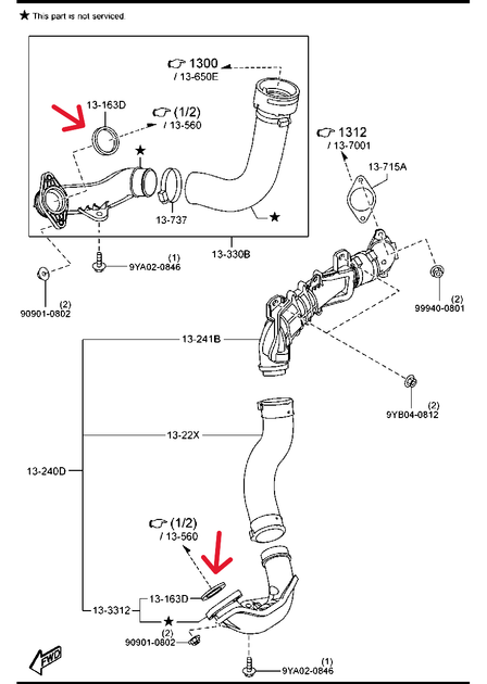 Резинка уплотнительная трубки интеркуллера к радиатору MAZDA 6, CX-5, CX-9 2.2D/2.5 04.12- ( 56 X 63 X 7 ) (SHY1-13-163) - изображение 5