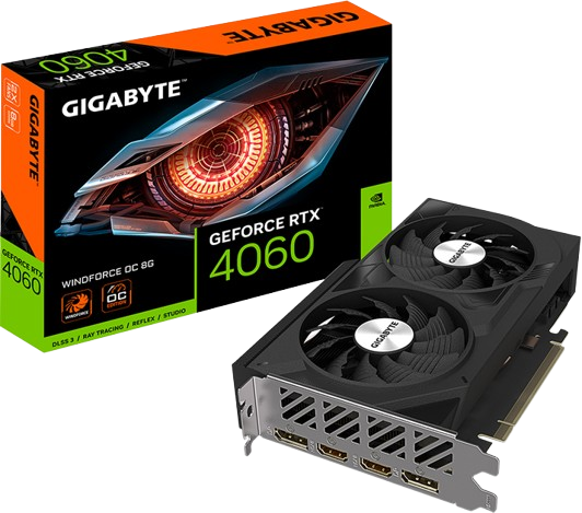 Відеокарта GeForce RTX 4060 8GB Gigabyte WindForce OC (GV-N4060WF2OC-8GD) Б/В - Фото 1 Відеокарта GeForce RTX 4060 8GB Gigabyte WindForce OC (GV-N4060WF2OC-8GD) Б/В - зображення 1