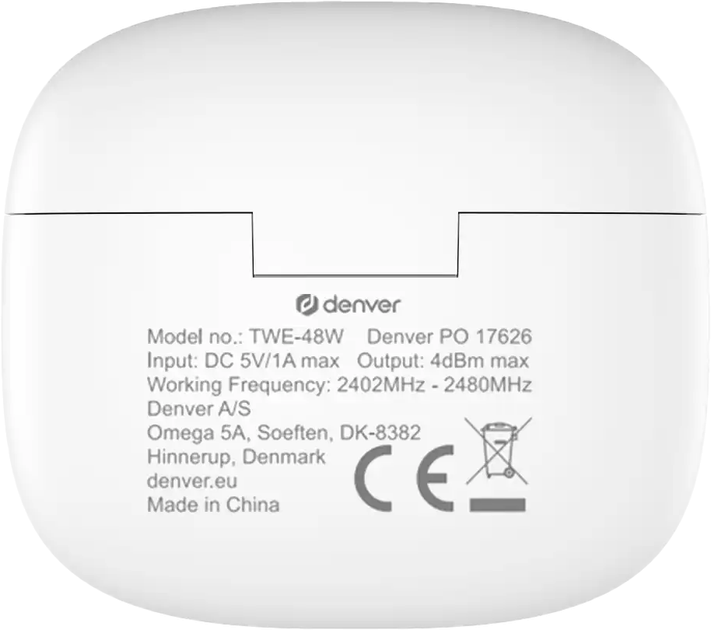 Навушники Denver TWS-48 White (TWE-48W) - зображення 6