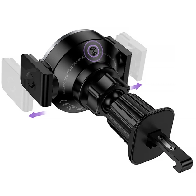 Автодержатель с Беспроводное зарядное устройство HOCO HW35 Power 15W (air outlet) (Black) (243461) - изображение 5