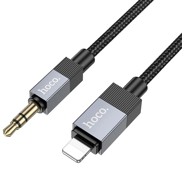 Аудіо кабель Aux HOCO UPA32A Clever digital (Lightning to AUX 3.5mm) (1m) (Black) (231309) - Фото 2 Аудіо кабель Aux HOCO UPA32A Clever digital (Lightning to AUX 3.5mm) (1m) (Black) (231309) - зображення 2