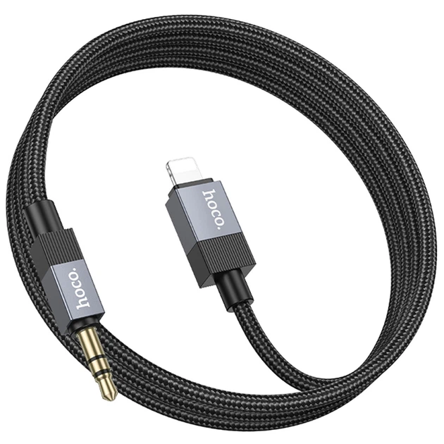Аудіо кабель Aux HOCO UPA32A Clever digital (Lightning to AUX 3.5mm) (1m) (Black) (231309) - Фото 4 Аудіо кабель Aux HOCO UPA32A Clever digital (Lightning to AUX 3.5mm) (1m) (Black) (231309) - зображення 4