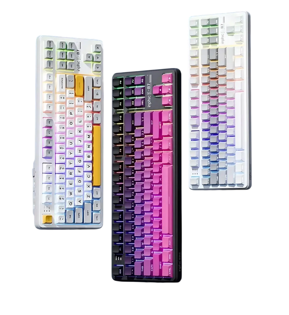 Клавиатура INPHIC K87 Black-Gold Switch Side Printed Gradient Black Pink - Фото 3 Клавиатура INPHIC K87 Black-Gold Switch Side Printed Gradient Black Pink - изображение 3