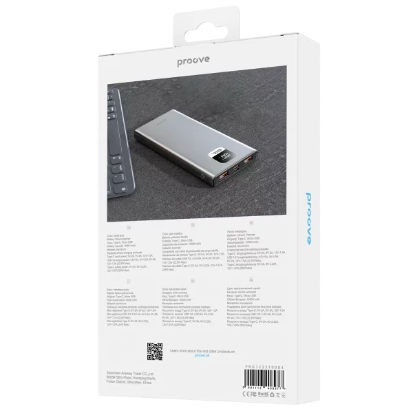 Портативная Батарея Proove Guardian 22.5W 10000mAh Metal Gray - изображение 3