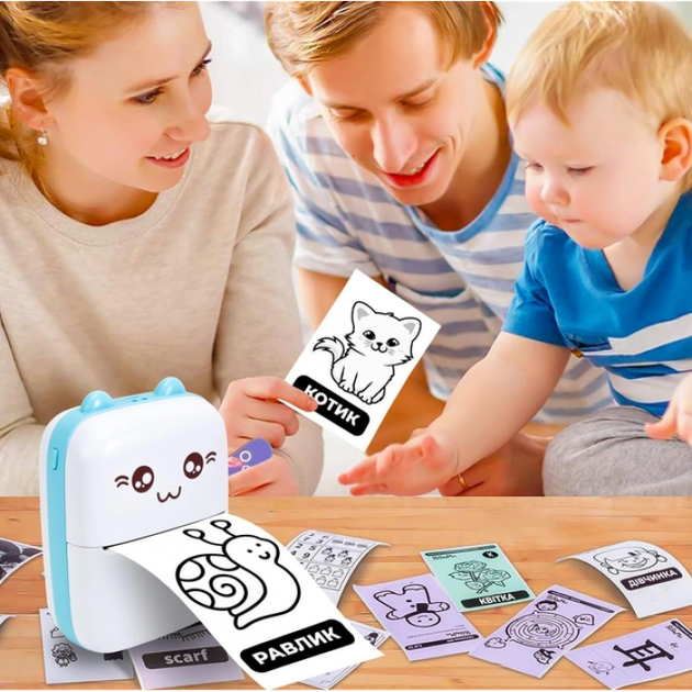 Портативный термопринтер Mini Printer Детский мини принтер с рулоном термобумаги в комплекте приложение WalkPrint - Фото 2 Портативный термопринтер Mini Printer Детский мини принтер с рулоном термобумаги в комплекте приложение WalkPrint - изображение 2