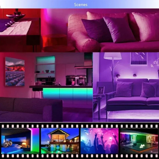 Светодиодная LED лента RGB 5 м USB 5V с пультом и Bluetooth управлением для подсветки комнаты - изображение 6