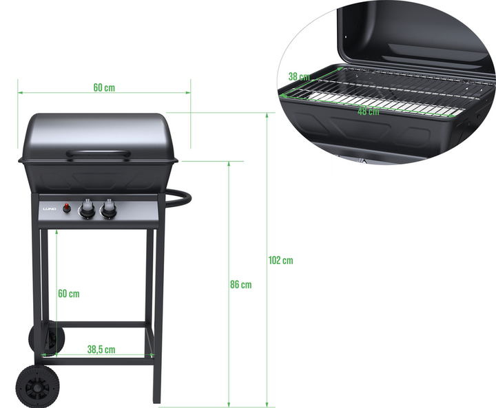 Gazowy grill Lund 99657 BAVEN 2 palniki Czarny (5906083106101) - obraz 15