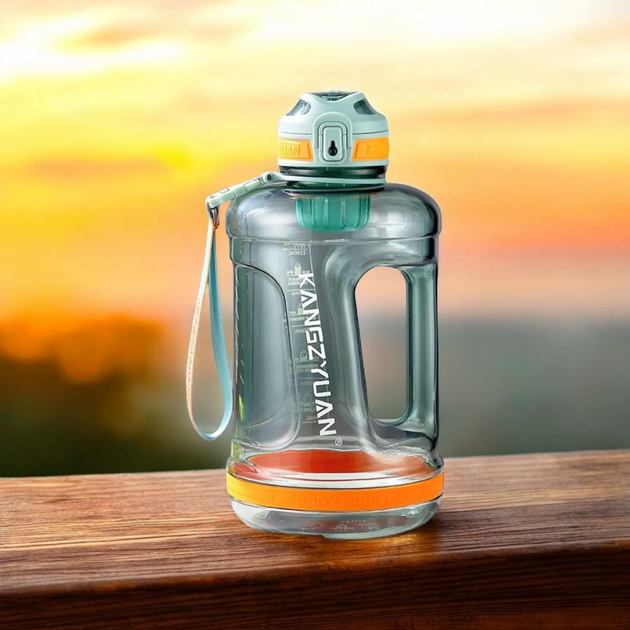 Еко-пляшка KANGZYUAN 1500 мл (1.5 л) — Зелена Tritan BPA-free, ударостійка, спортивна з ручкою та ремінцем - зображення 8