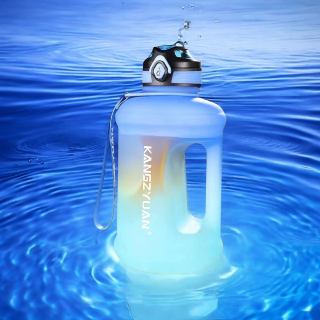 Еко-пляшка KANGZYUAN 1800 мл — Блакитна Tritan BPA-free, ударостійка, спортивна з ручкою та ремінцем - зображення 8