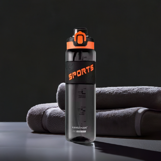 Еко-пляшка KANGZYUAN 500 мл — Чорна Tritan BPA-free, ударостійка, спортивна з ергономічною кришкою - зображення 3