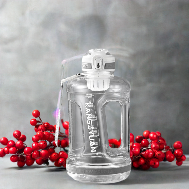Эко-бутылка KANGZYUAN 1500 мл (1.5 л) - Белая Tritan BPA-free, ударопрочная, спортивная с ручкой и ремешком - Фото 4 Эко-бутылка KANGZYUAN 1500 мл (1.5 л) - Белая Tritan BPA-free, ударопрочная, спортивная с ручкой и ремешком - изображение 4