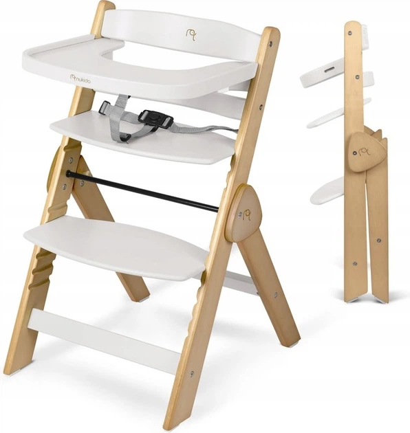 Krzesełko do karmienia Nukido Timo drewniane Białe (5903890630591) - obraz 2