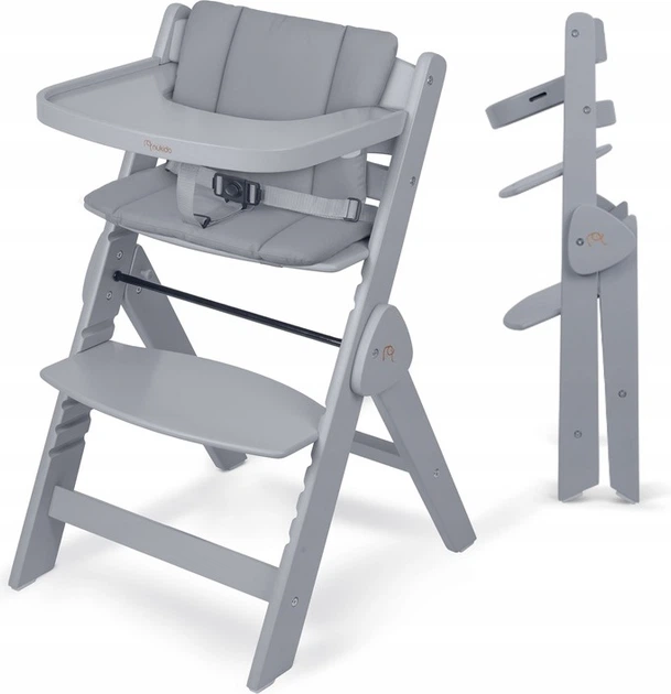 Krzesełko do karmienia Nukido Timo drewniane Szare (5903890630607) - obraz 2
