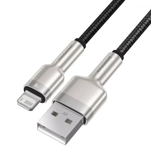 Кабель Baseus Cafule Metal Lightning 2.4A (2m) black CALJK-B01 - изображение 5