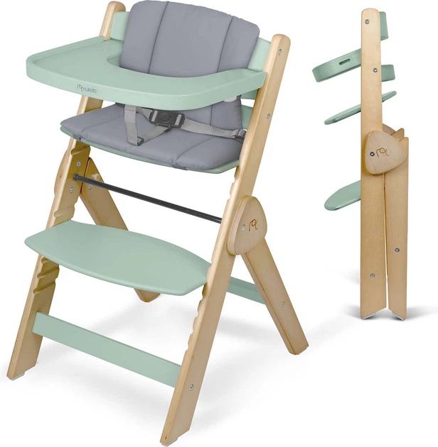 Krzesełko do karmienia Nukido Timo drewniane Zielone (5903890630614) - obraz 2