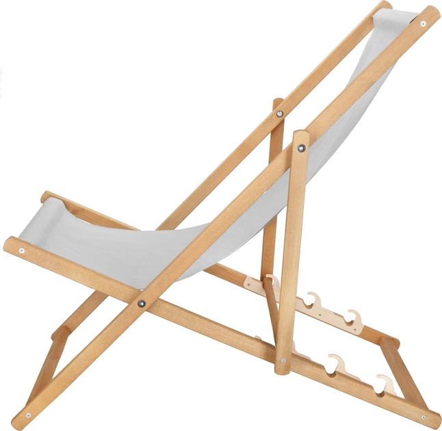 Leżak drewniany Springos do ogrodu 3 stopniowa regulacja Jasnoszary (DC0006LGR) - obraz 2