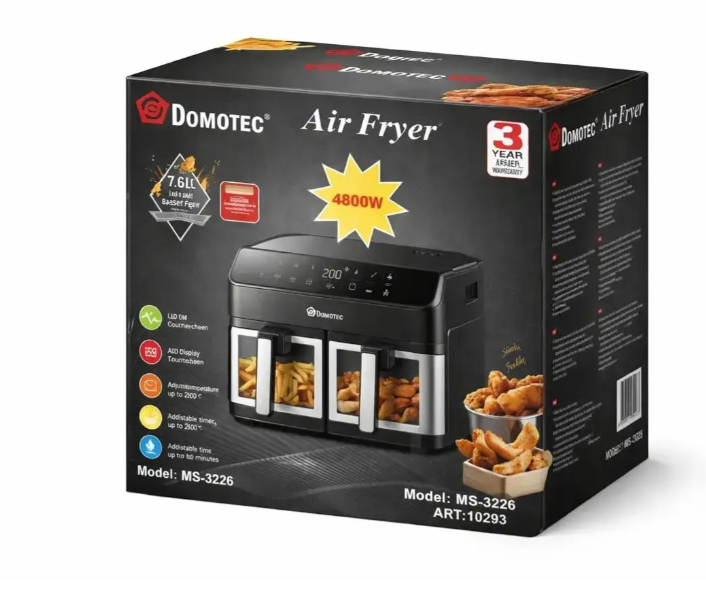 Аерофритюрниця електрична DOMOTEC MS-3226, 4800 Вт чорна - изображение 5