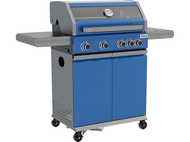 Gazowy grill YATO YG-20033 OKAYA 4+1 z szybą Niebieski (5906083114519) - obraz 3