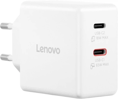 Блок живлення для ноутбука Lenovo Dual USB-C GaN Charger 65 Вт White (G0A6065WEU) - зображення 3