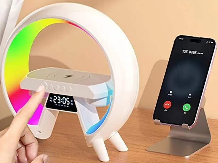 Лампа нічник із Bluetooth колонкою з бездротовою зарядкою, підтримка Qi, G-Lite XM-X63 / RGB світильник (L) - Фото 4 Лампа нічник із Bluetooth колонкою з бездротовою зарядкою, підтримка Qi, G-Lite XM-X63 / RGB світильник (L) - зображення 4