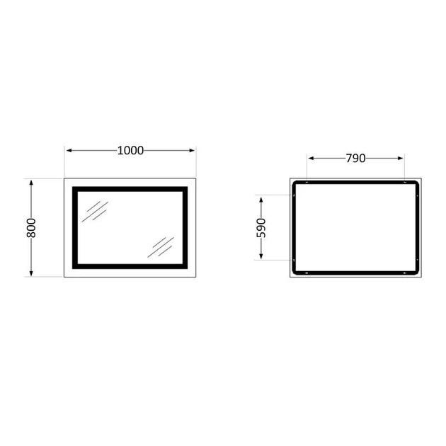 Зеркало Lidz Kubis 1000х800 с LED-подсветкой Touch, с антизапотеванием, с диммером, рег. яркости LD78LF61410080 - изображение 2