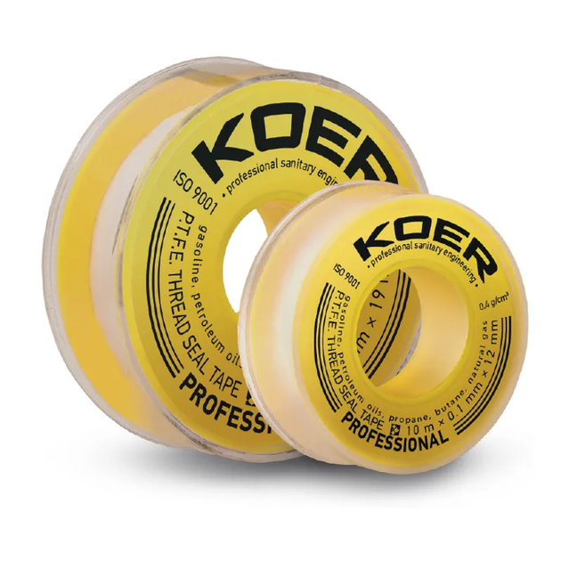 ФУМ стрічка для газу KOER STP-12 PRO 15M * 0.2mm * 19mm (KR2811) - Фото 2 ФУМ стрічка для газу KOER STP-12 PRO 15M * 0.2mm * 19mm (KR2811) - зображення 2
