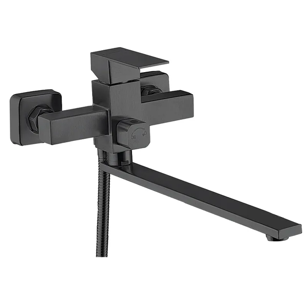 Смеситель для ванны Zerix KUB-006 (Euro) Black с нерж. стали SUS304 (кол. черный) (ZX4850) - изображение 2