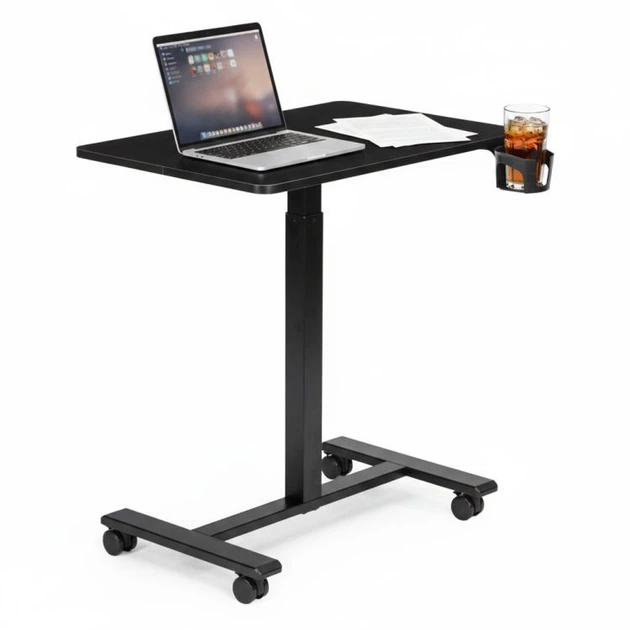 Mobilne biurko komputerowe ModernHome by Multistore regulowane 70 x 48 Czarne (JNI-PN01-1-16) - obraz 7