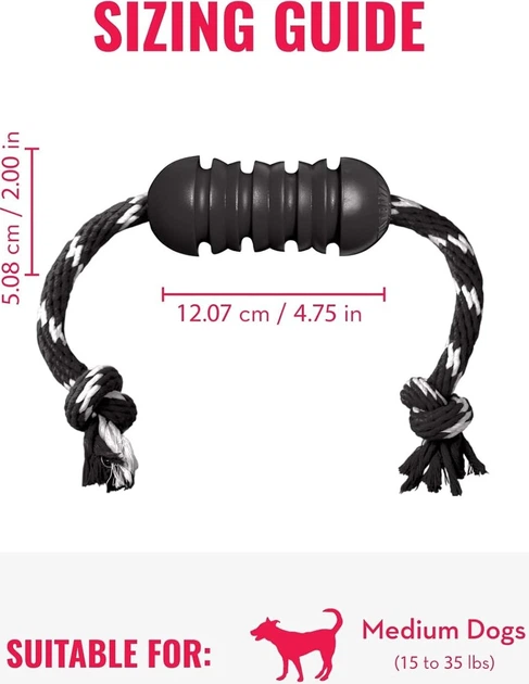 Zabawka dla psów Kong Extreme Dental with Rope M Czarna (35585356419) - obraz 3
