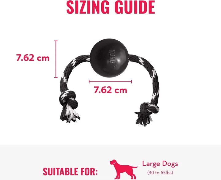Іграшка для собак Kong Extreme Ball with Rope L Чорна (35585356426) - зображення 3