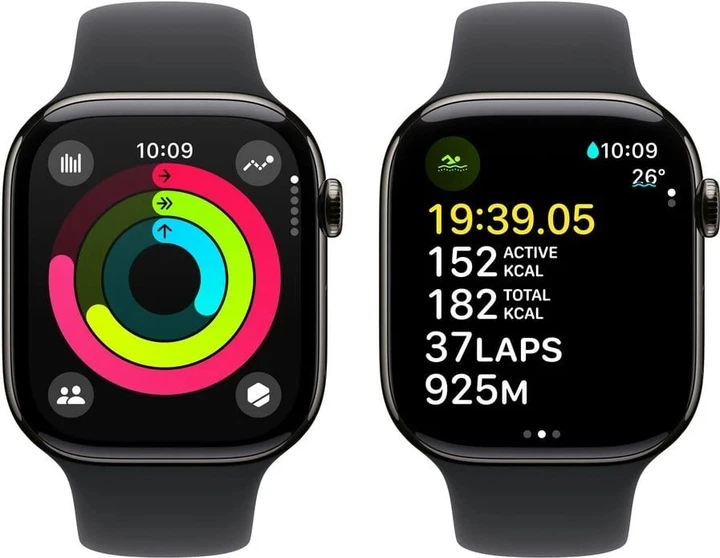 Smartwatch Apple Apple Watch Series 11&nbsp;GPS + Cellular 46mm&nbsp;Jet Black Aluminium Case with Black Sport Band M/L (MFC44) - obraz 4