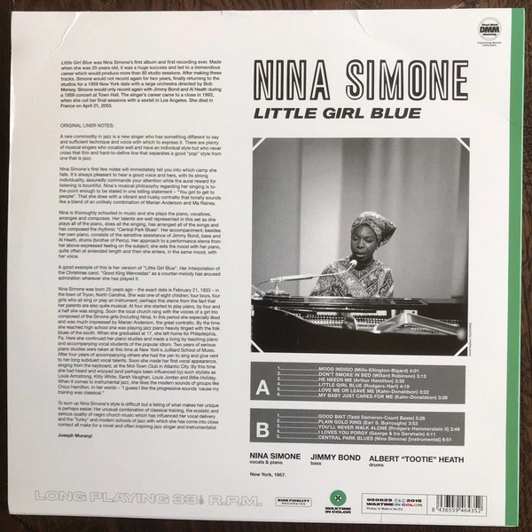 Вінілова платівка Simone Nina - Little Girl Blue (Green Vinyl) 1LP (8436559464352) - Фото 2 Вінілова платівка Simone Nina - Little Girl Blue (Green Vinyl) 1LP (8436559464352) - изображение 2