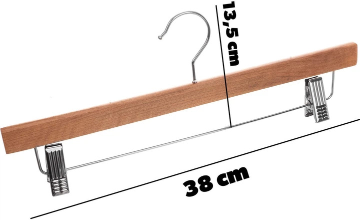 Набір вішалок для одягу Kadax Pablo дерев'яні із затискачами 12 шт K12118 (5906638318263) - зображення 6