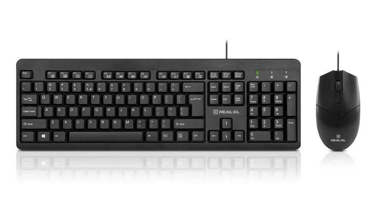 Комплект клавиатура+мышка REAL-EL Standard 504 Kit EN проводные черные - изображение 5