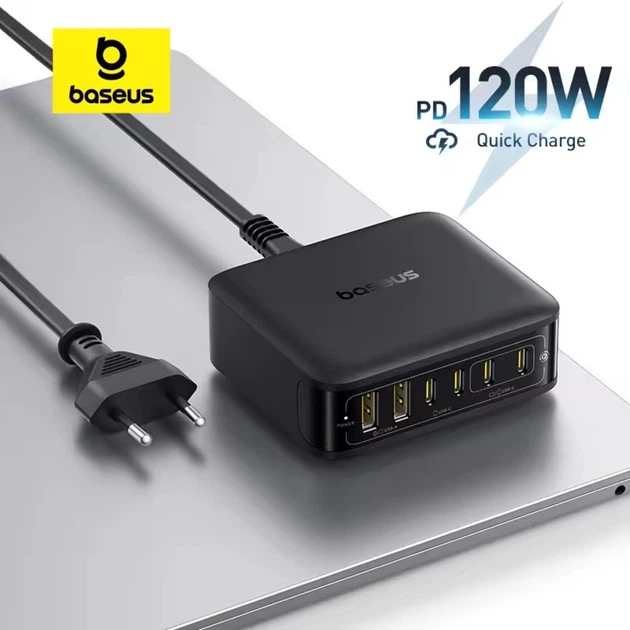 Сетевое зарядное устройство Baseus EnerFill FH21 Desktop Charging Station 4C+2U 120W Black - изображение 2