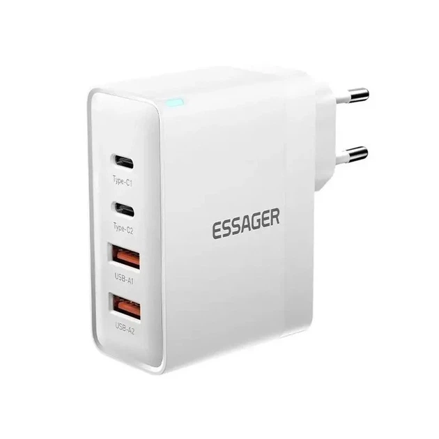 Сетевое зарядное устройство Essager 100W GaN 4 Travel Charger 2 Type-C + 2 Type-A White (ES-CD37) - Фото 1 Сетевое зарядное устройство Essager 100W GaN 4 Travel Charger 2 Type-C + 2 Type-A White (ES-CD37) - изображение 1