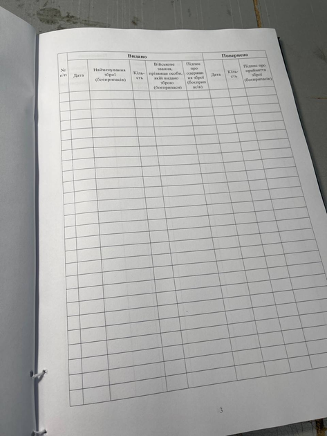 Книга видачі зброї та боєприпасів, Закон України 548, Додаток 10 Прошнурована тверда палітурка - изображение 3